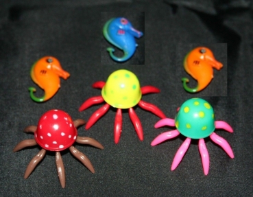 Seepferdchen / Qualle für Wassersäule - Wassersprudler 6er SET - Qualle - Fische